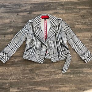 White House Black Market Houndstooth Moto Jacket